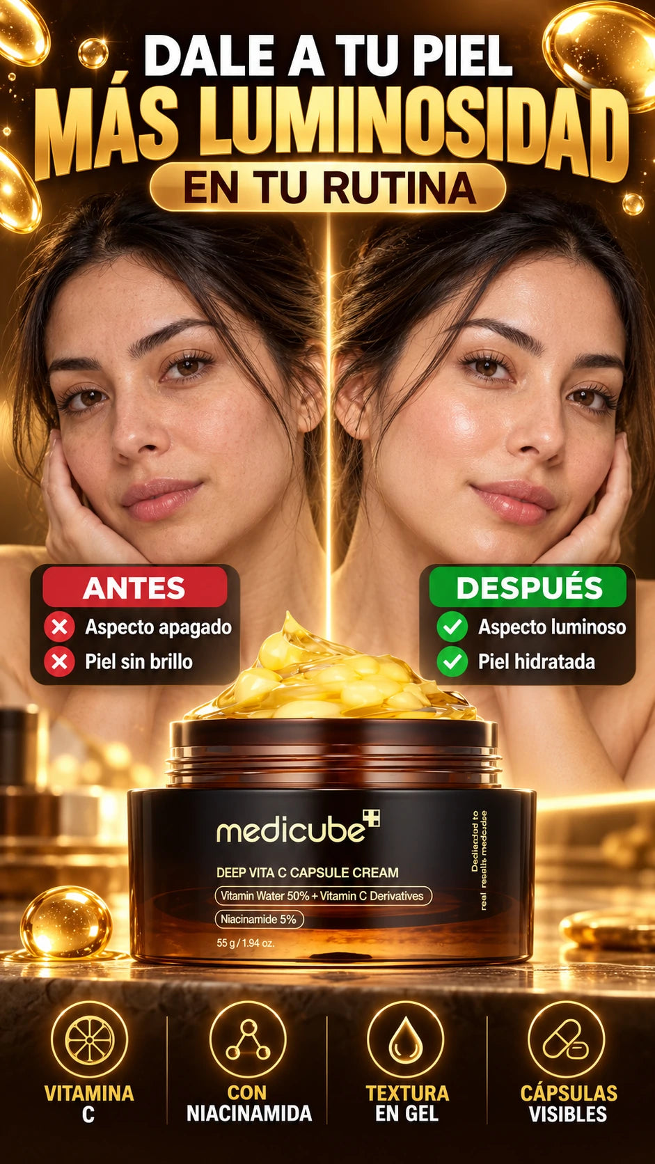 Crema Medicube Deep Vita C en Cápsulas — Dale luminosidad a tu piel