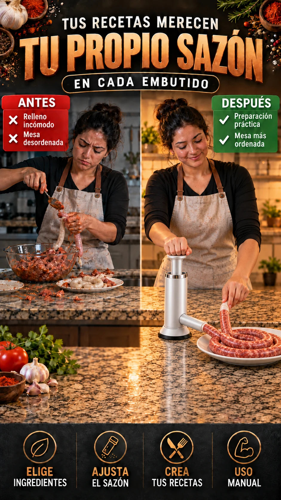 Embutidora Vertical Manual — Prepara embutidos a tu gusto