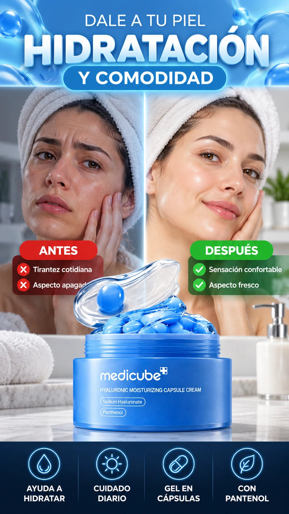 Crema Facial Medicube con Ácido Hialurónico — Hidratación cómoda para tu rutina