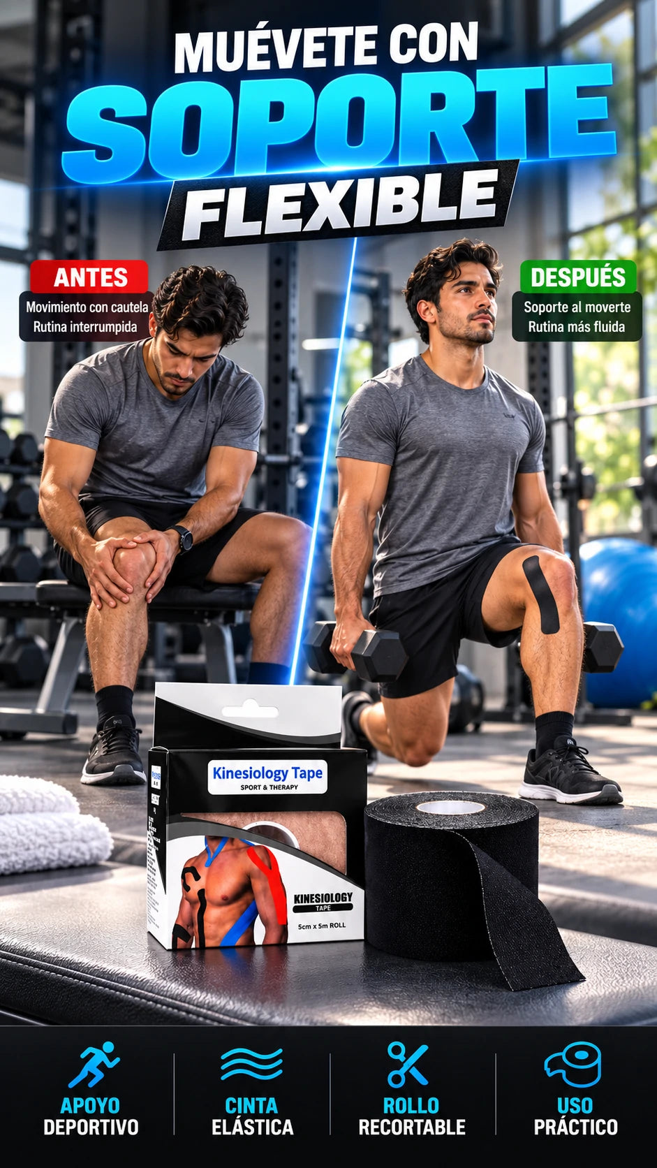 Cinta Kinesiológica Elástica — Soporte flexible para moverte