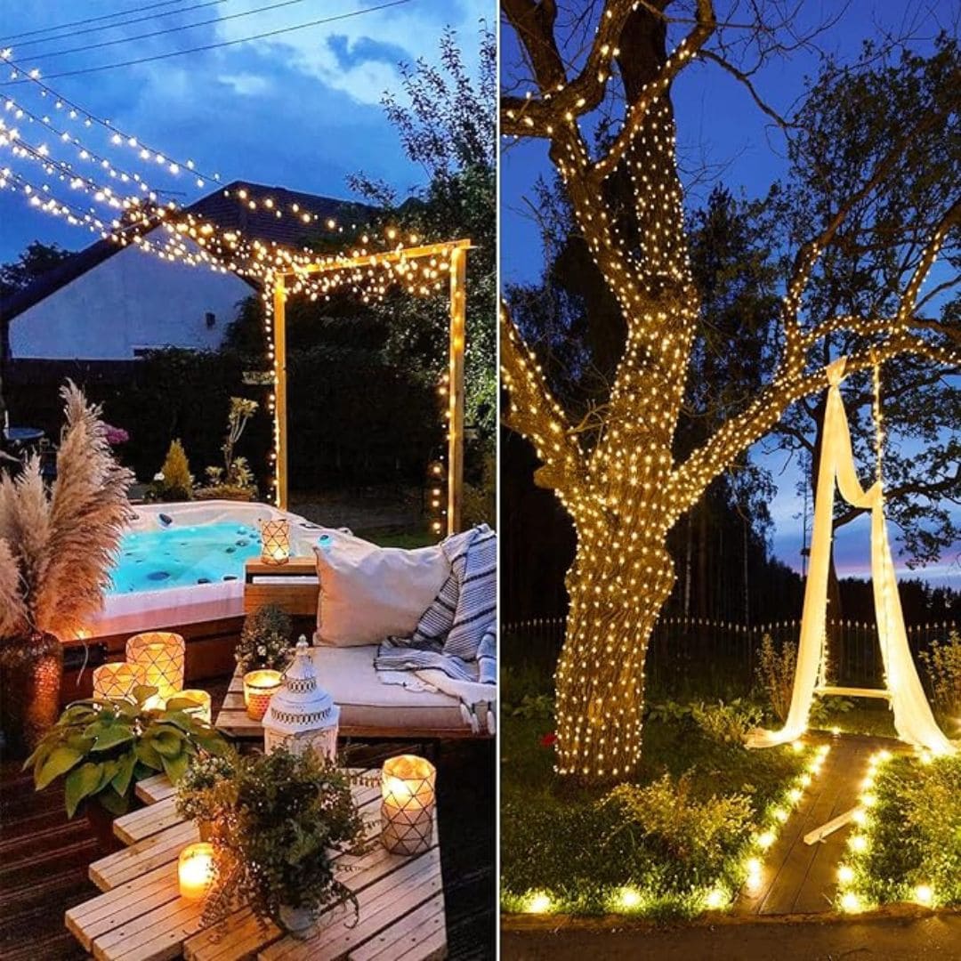 LUCES NAVIDEÑAS CON PANEL SOLAR I 25 METROS 300 LED