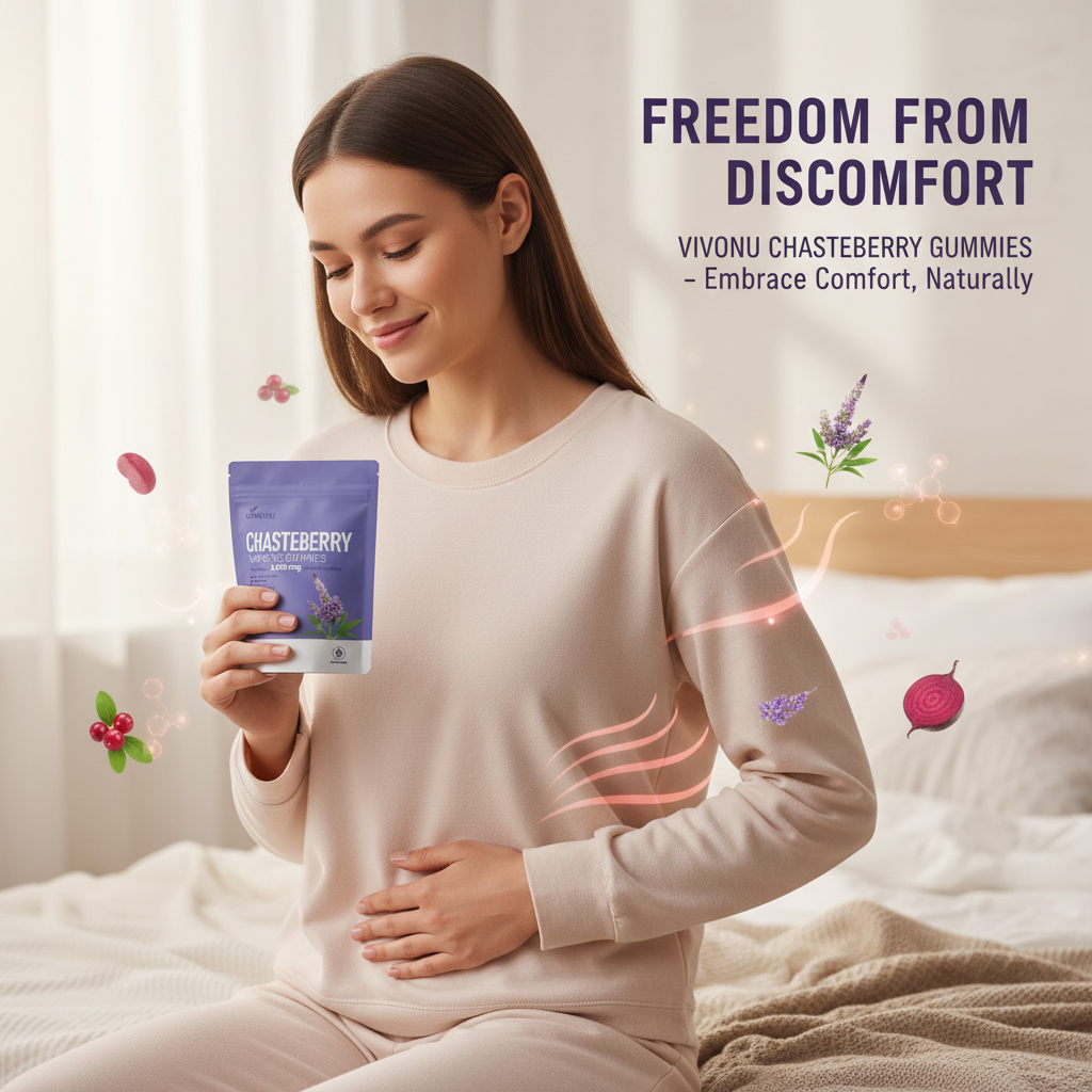 Vivonu Vitex Suplemento de Azazaña para Mujer, Extracto de Sauza 1000 mg, contiene semillas de uva, coenzima Q10 vitamina B12 y otros productos para el equilibrio hormonal para aliviar los calambres menstruales