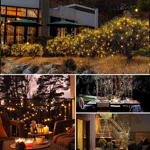 LUCES NAVIDEÑAS CON PANEL SOLAR I 25 METROS 300 LED