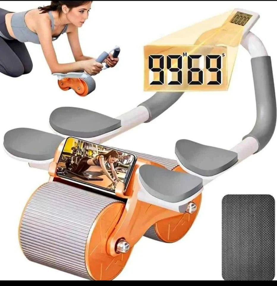 FitnesPro™️ - Rodillo para abdominales + Reloj Temporizador y Esterilla