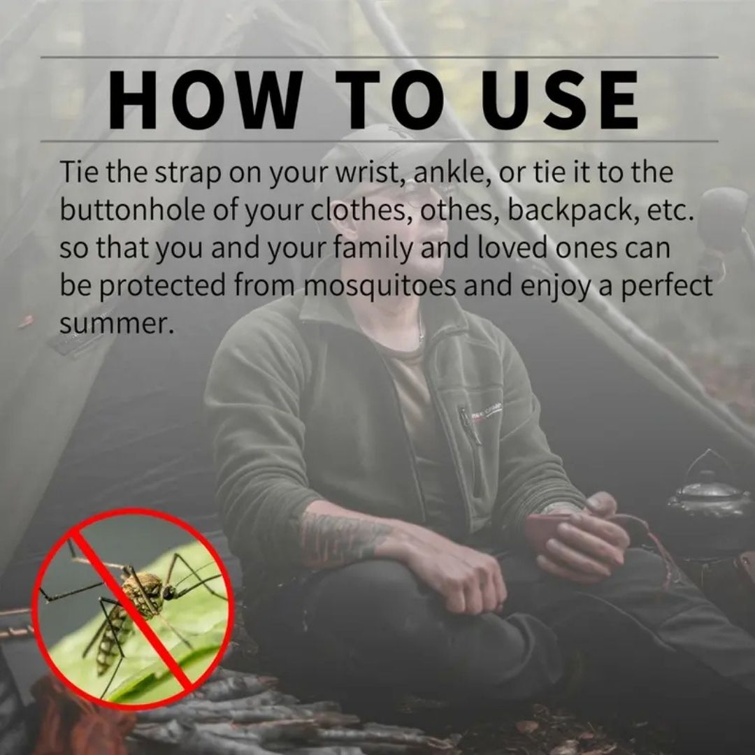 Muñequera Repelente de Mosquitos Electrónica Negra – Diseño Cómodo, Detergente de Insectos, No Tóxico, Unisex para Pesca y Actividades al Aire Libre | Portátil Físico