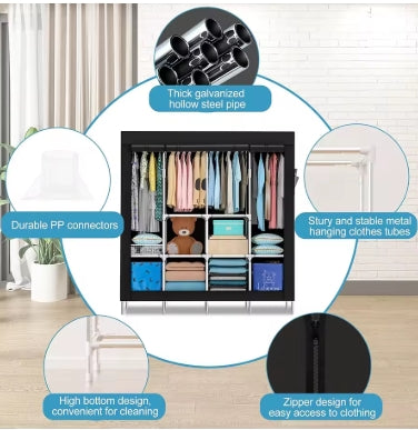 Un armario portátil de 165 * 165 casas, tela de almacenamiento para el hogar, adecuado para dormitorios, habitaciones infantiles.