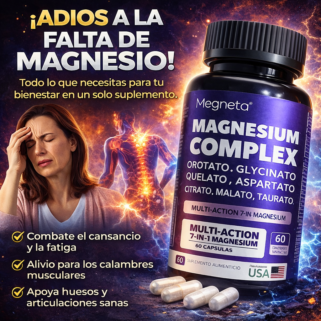 Magnesio Complex Megneta - reducir el cansancio, alivia calambres musculares, apoya salud de huesos y articulaciones.