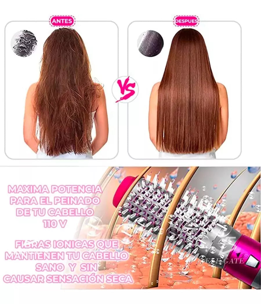 MULTICABEZAL 5 EN 1 CEPILLO ALISADOR, SECADOR, RIZADOR DE PELO 👩🦱