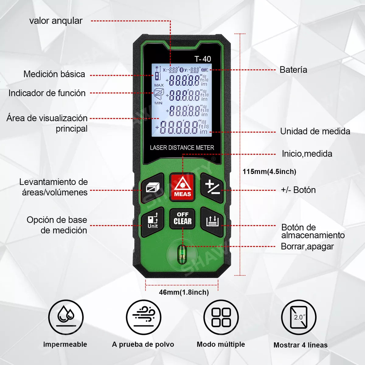 Medidor Láser SHAWTY 40m – Precisión Digital al Instante