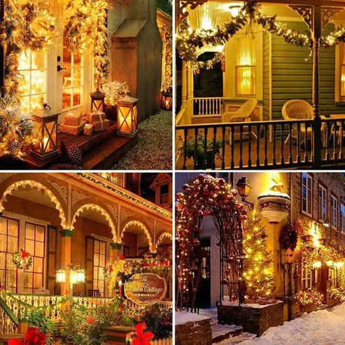 LUCES NAVIDEÑAS CON PANEL SOLAR I 25 METROS 300 LED