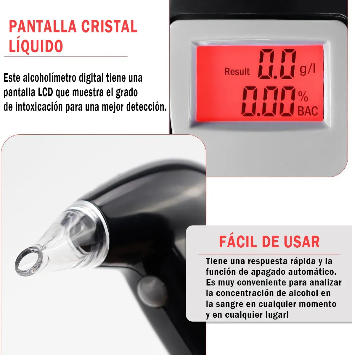 🚗 Alcoholímetro Digital – ¡Conduce con responsabilidad y seguridad!