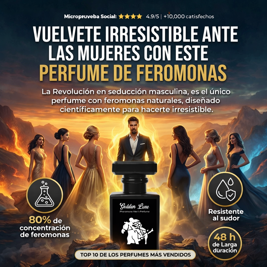 Golden Lure Pheromone Men's Perfume- diseñado para atraer mujeres mediante feromonas naturales