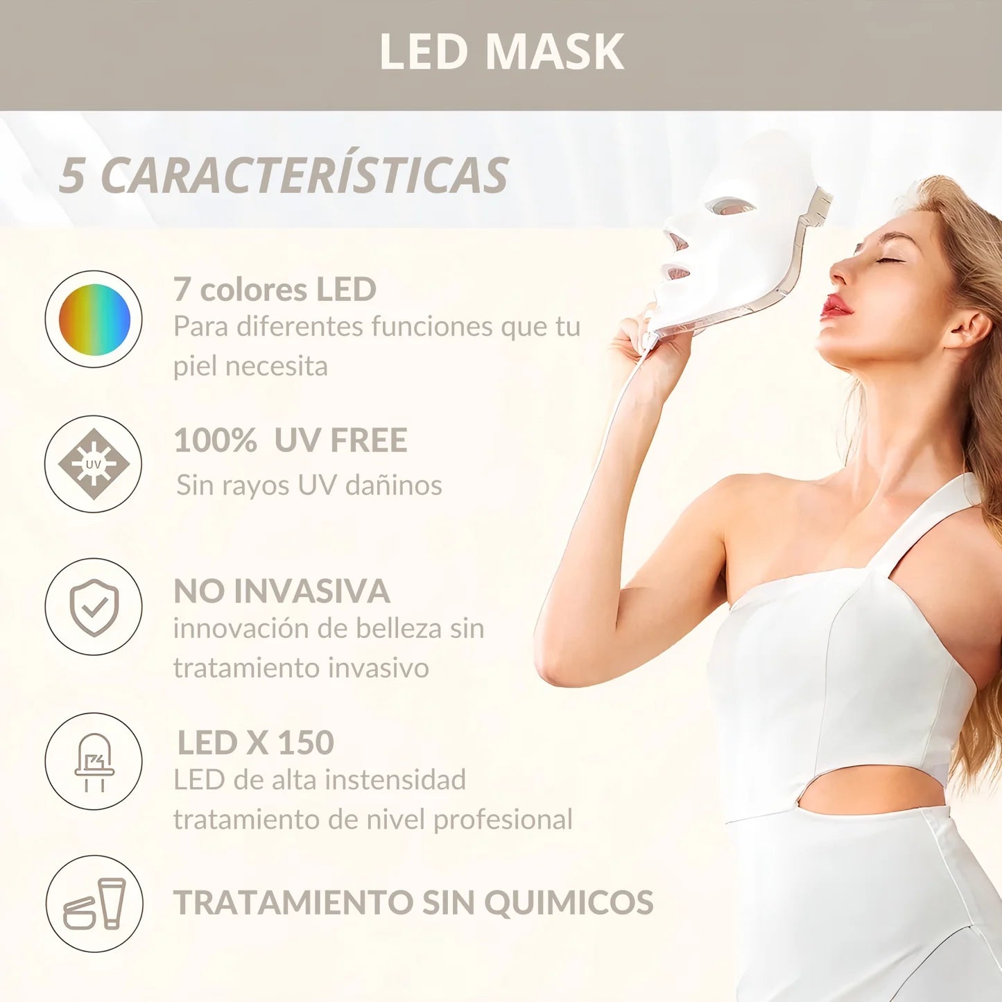 Máscara Facial LED con Tecnología de Cromoterapia®, Innovación para tu Piel 😍 50%OFF 🎁