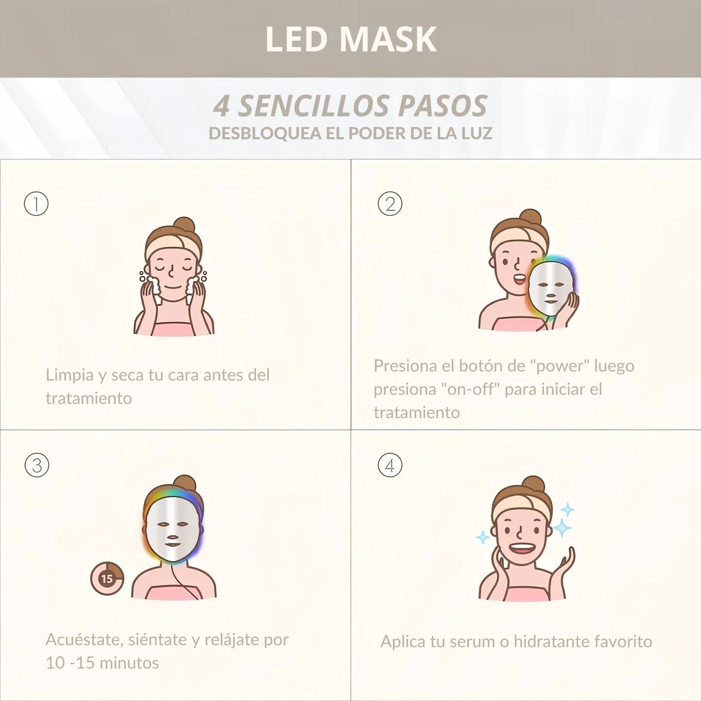 Máscara Facial LED con Tecnología de Cromoterapia®, Innovación para tu Piel 😍 50%OFF 🎁