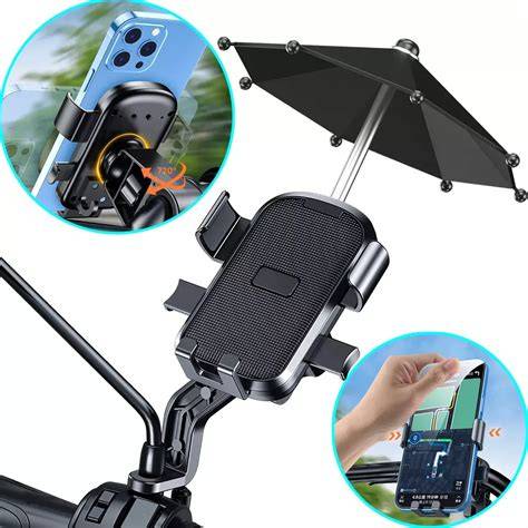 Soporte para teléfono celular de motocicleta con paraguas I Soporte para teléfono celular de bicicleta con paraguas