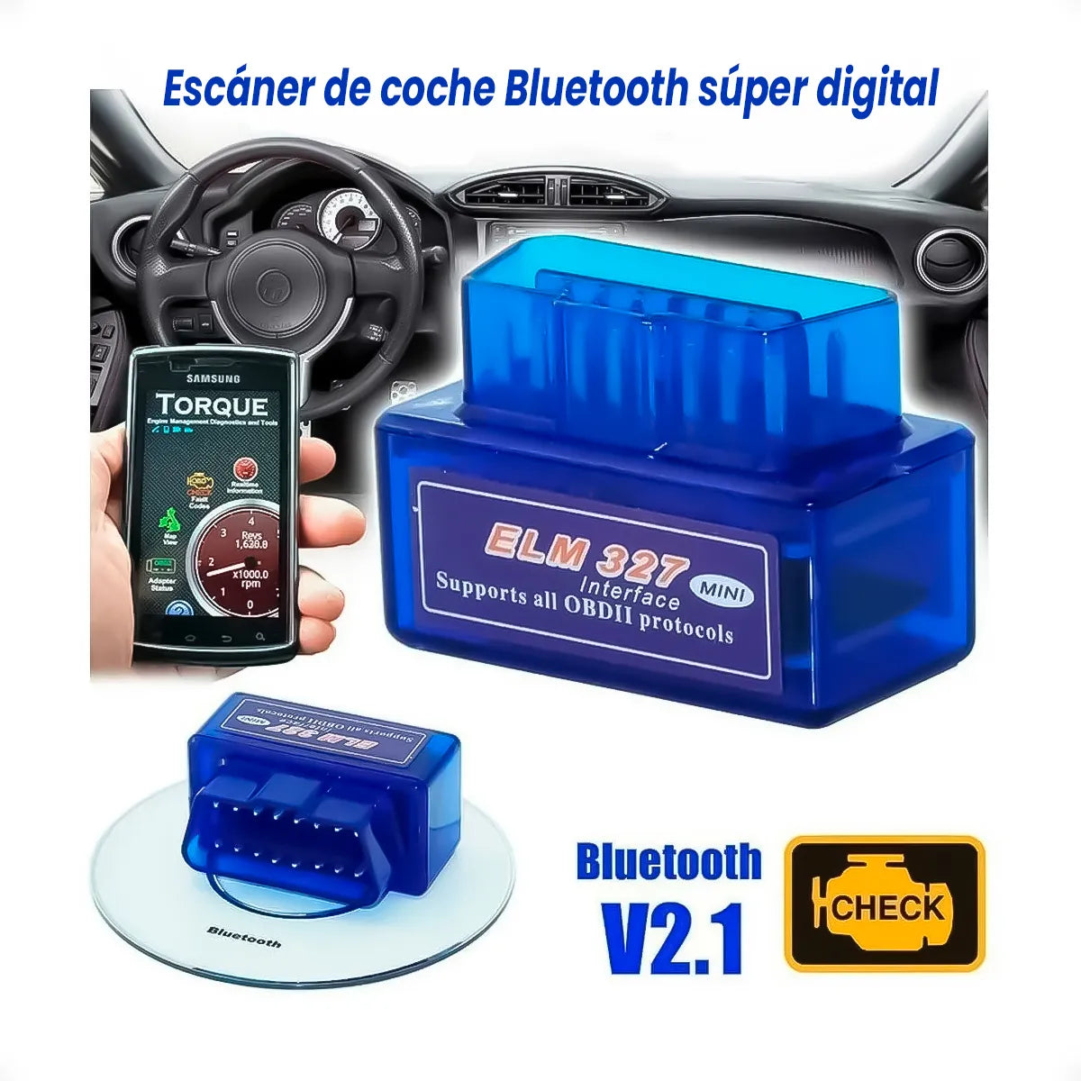 Escáner automotriz MINI ELM327 OBD2 BLUETOOTH – Diagnóstico RÁPIDO Y PRECISO