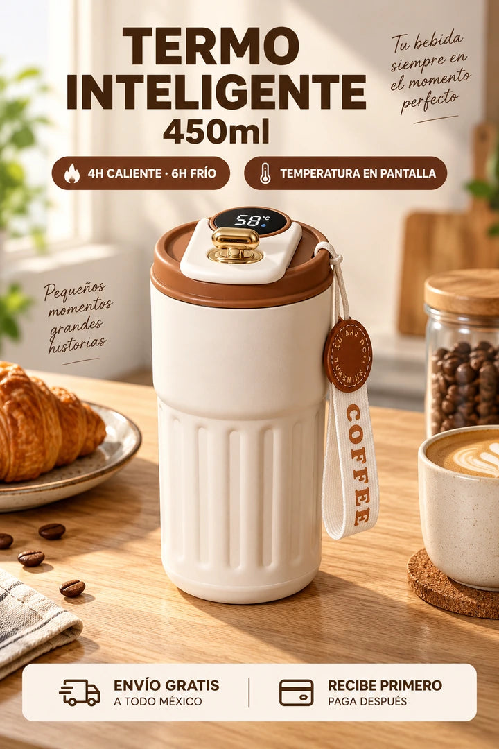 Termo inteligente 450 ml presentación en cocina