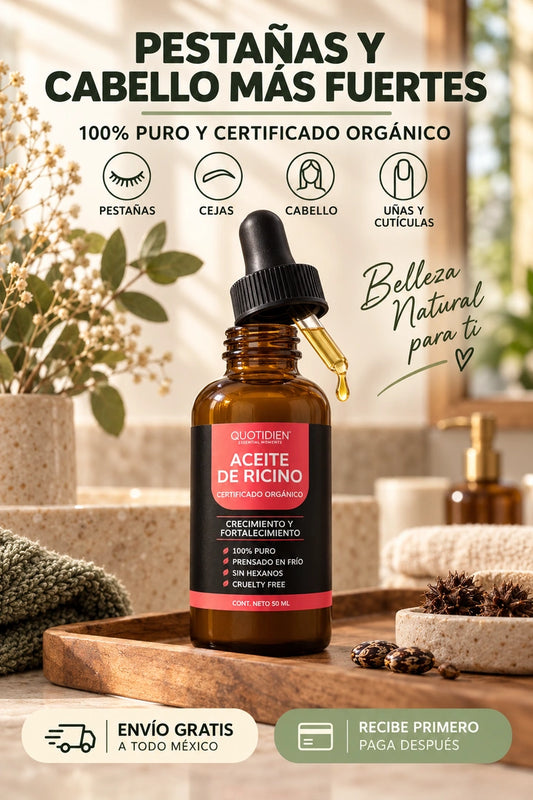 Aceite de Ricino Orgánico Prensado en Frío (50ml) – Para Pestañas, Cejas y Crecimiento Capilar