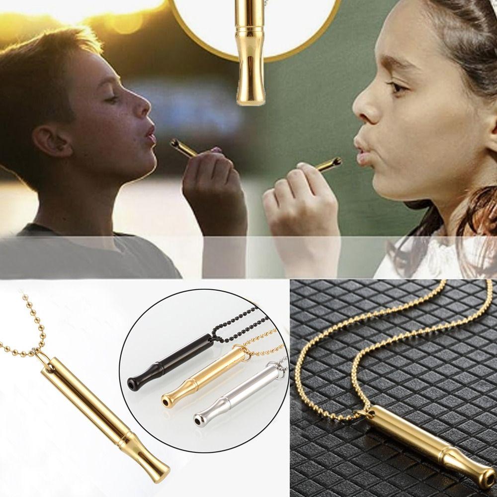 Collar con Silvato Para Dejar De Fumar,  Silbato Anti-Estrés, Accesorio De Meditación Y Alivio De Ansiedad, Materiales de acero inoxidable de alta calidad, antióxido y anticorrosión