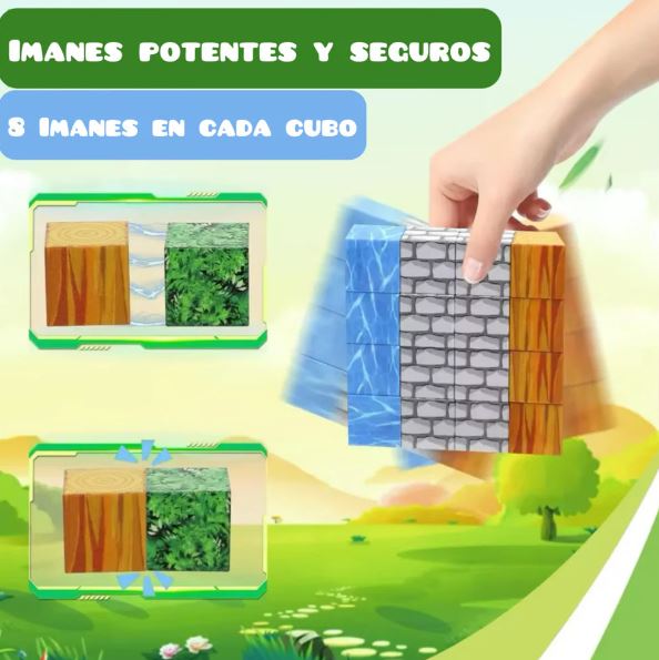 Cubos Magnéticos Minecraft - 96 Piezas