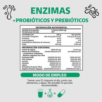 Suplemento Alimenticio Beyond Vitamins Enzimas Digestivas + Probióticos 180 cápsulas