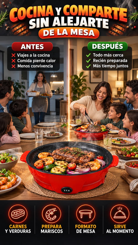 Parrilla Eléctrica de Mesa — Asa tus favoritos cómodamente