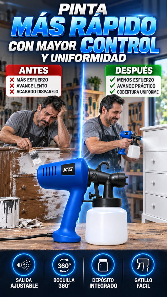 Pistola Pulverizadora Eléctrica para Pintura — Pinta más rápido y con control