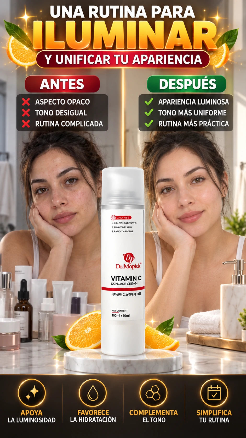 Crema Facial con Vitamina C Dr. Mopick — Ilumina y unifica tu apariencia
