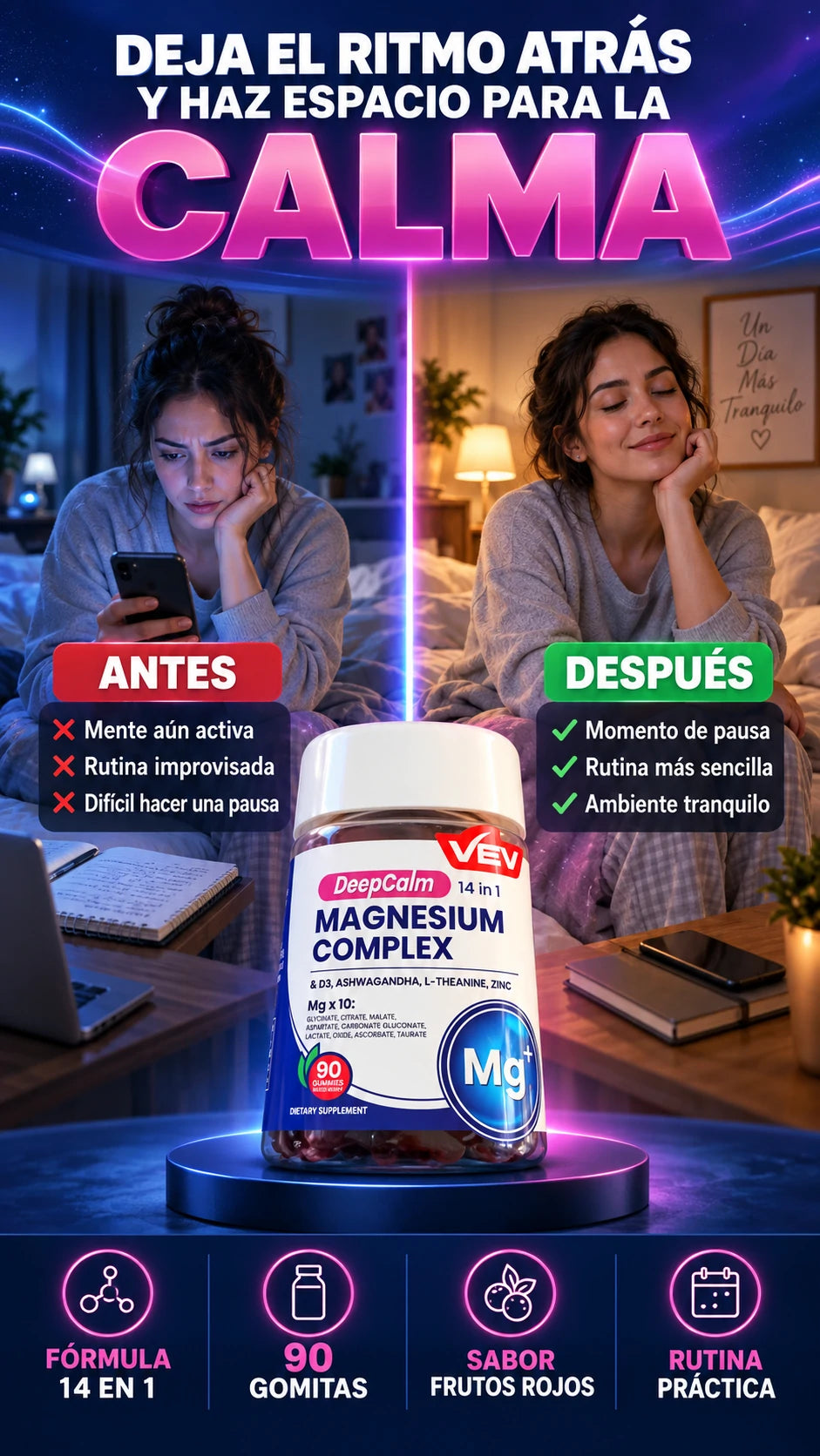 Gomitas de Complejo de Magnesio VEV DeepCalm — Complementa tu rutina de calma