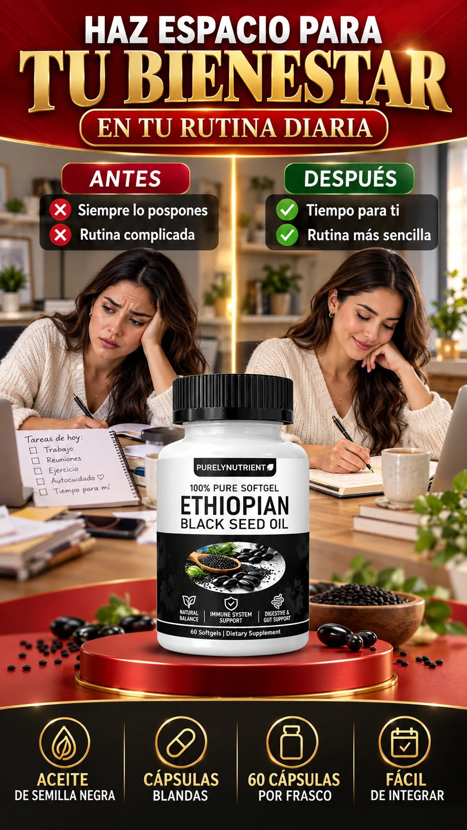 Cápsulas de Aceite de Semilla Negra Etíope — Complementa tu rutina de bienestar