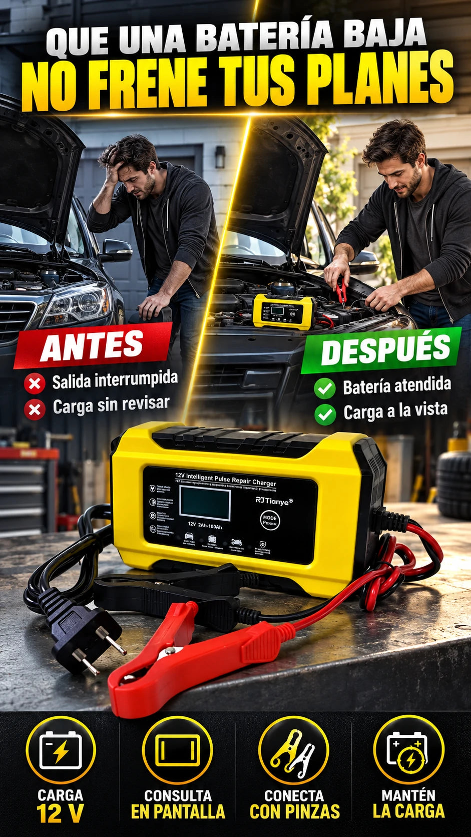 Cargador Inteligente de Baterías 12 V — Mantén tu batería lista