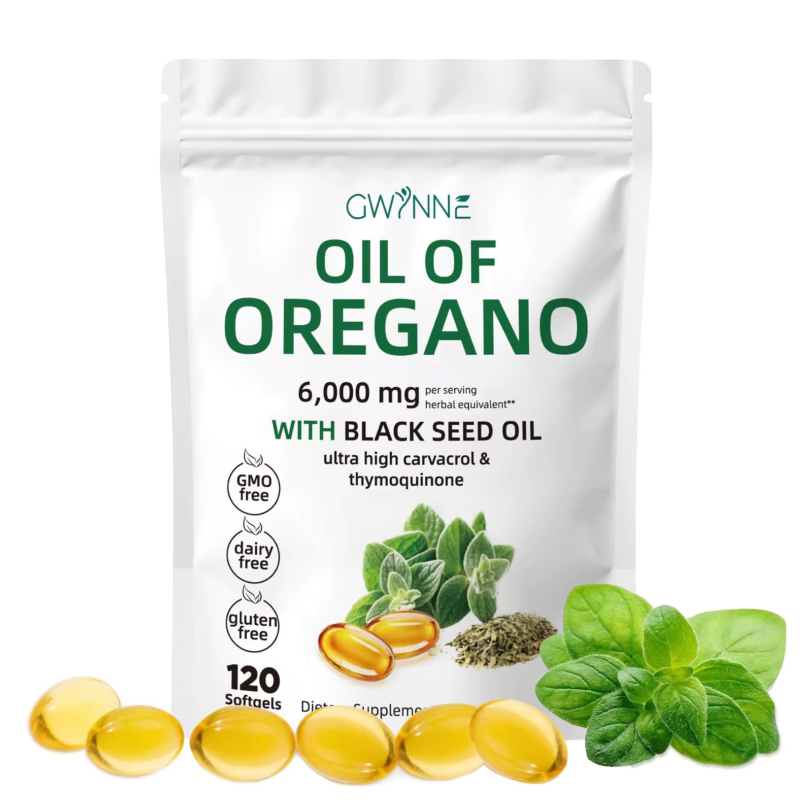 Soft Capsules Oregano Oil 6000Mg + Cimicifuga Racemosa 200Mg Extract 20:1 Concentrated Seasonal Immune Support 120 Capsules