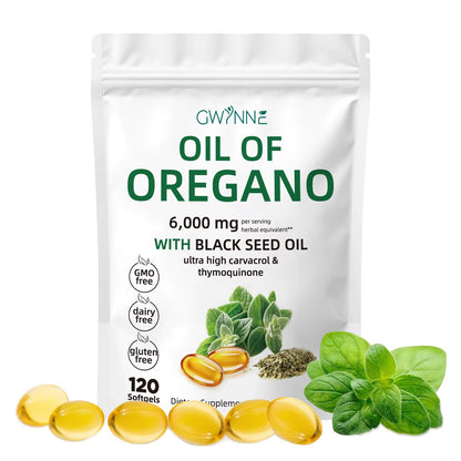 Soft Capsules Oregano Oil 6000Mg + Cimicifuga Racemosa 200Mg Extract 20:1 Concentrated Seasonal Immune Support 120 Capsules