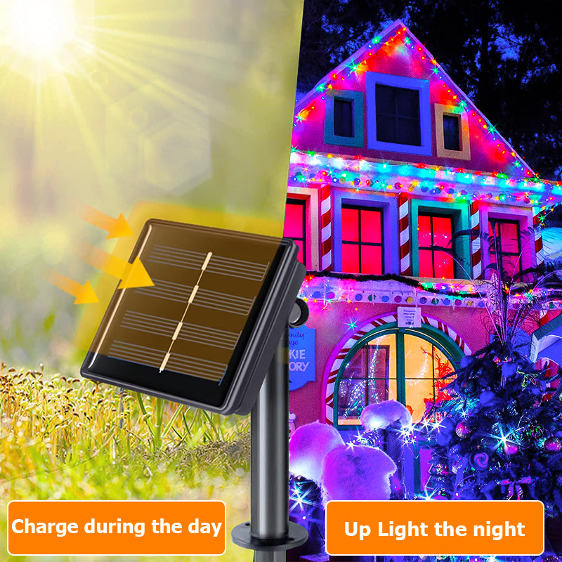 Luces Navideñas Solares de 20 metros con 200 LEDs y 8 Modos