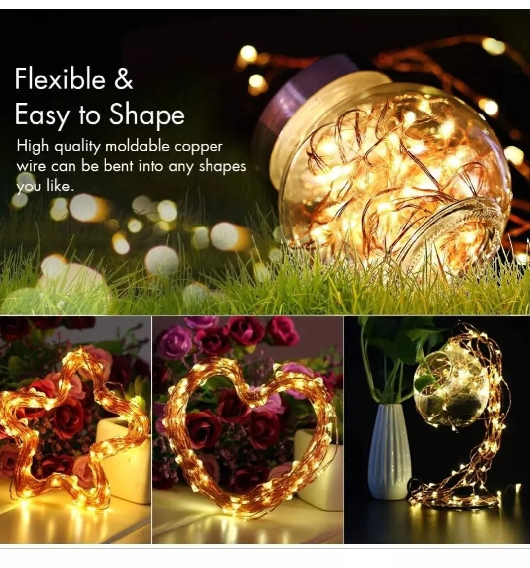 Luces Navideñas Solares de 20 metros con 200 LEDs y 8 Modos