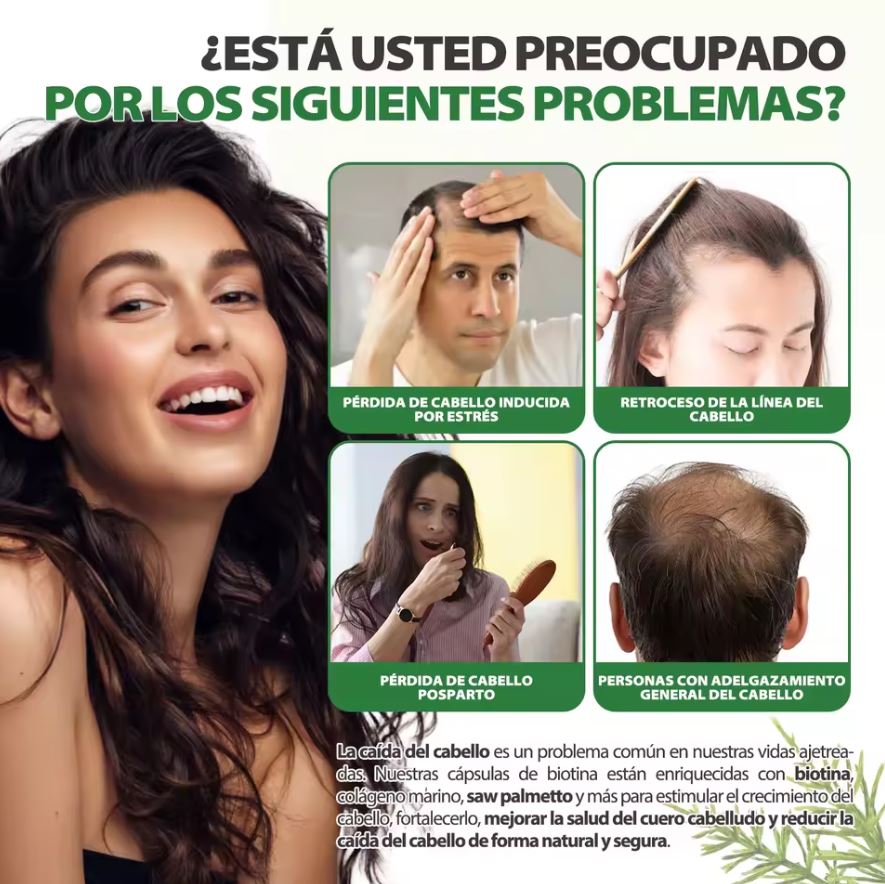 Biotina GlowMax™:Cabello fuerte, largo y radiante desde la raíz