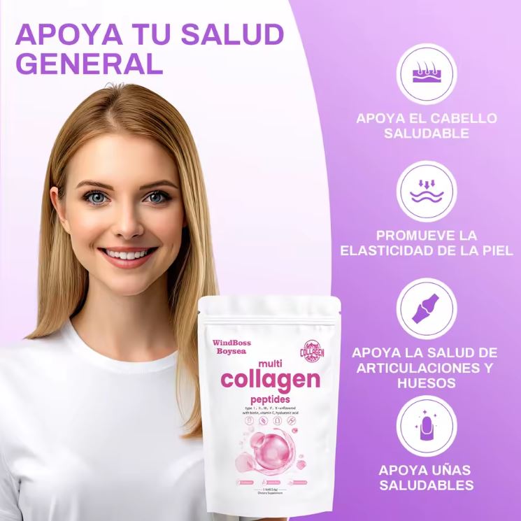 Multi-Collagen Boost™:Multi-colágeno de 5 tipos + ácido hialurónico, vitamina C y biotina