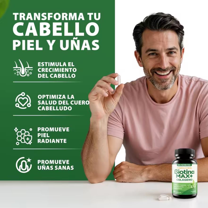 Biotina GlowMax™:Cabello fuerte, largo y radiante desde la raíz