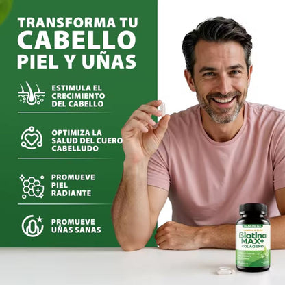 Biotina GlowMax™:Cabello fuerte, largo y radiante desde la raíz