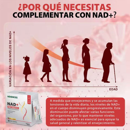 Windboss Suplemento líquido de NAD+ | Versión en sobres | 30 unidades | Parte de una rutina diaria para el bienestar y energía natural
