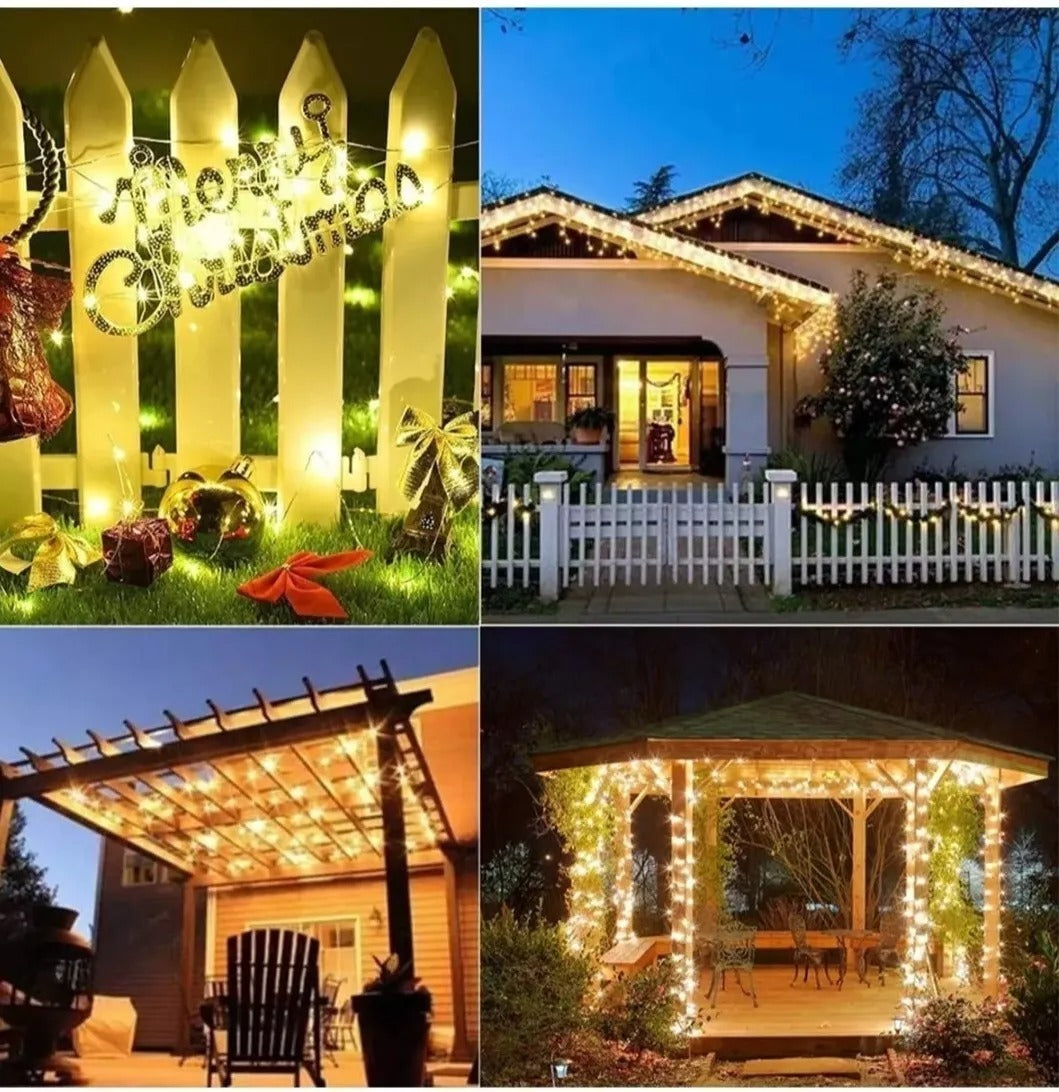 Luces Navideñas Solares de 20 metros con 200 LEDs y 8 Modos