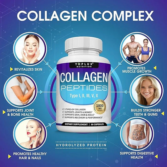 Toplux - Colágeno de 5 PEPTIDOS, cuida tu piel, articulaciones y tu salud integral