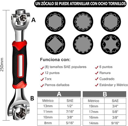 Llave Multifuncional 52 en 1, Llave Universal con Cabezal Giratorio de 360 Grados, Adecuada para Reparación de Automóviles en el Hogar