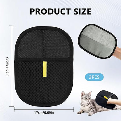 Guantes depiladores de mascotas 2PCS, guantes electrostáticos para depilación de mascotas, reutilizables de doble cara, aptos para gatos y perros que desengan pelo, baños, aseo, sofá, muebles, moqueta, ropa, asiento de coche