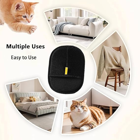 Guantes depiladores de mascotas 2PCS, guantes electrostáticos para depilación de mascotas, reutilizables de doble cara, aptos para gatos y perros que desengan pelo, baños, aseo, sofá, muebles, moqueta, ropa, asiento de coche