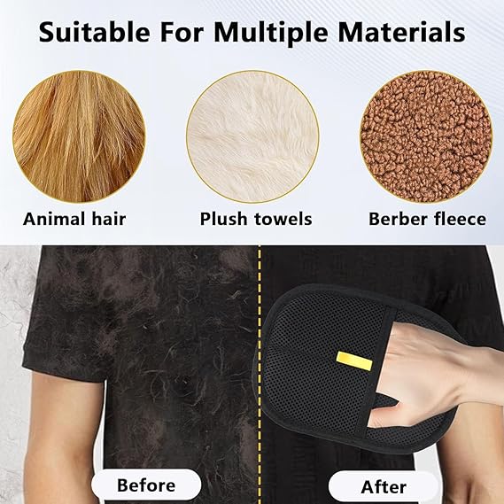 Guantes depiladores de mascotas 2PCS, guantes electrostáticos para depilación de mascotas, reutilizables de doble cara, aptos para gatos y perros que desengan pelo, baños, aseo, sofá, muebles, moqueta, ropa, asiento de coche