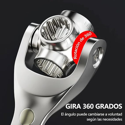 Llave Multifuncional 52 en 1, Llave Universal con Cabezal Giratorio de 360 Grados, Adecuada para Reparación de Automóviles en el Hogar