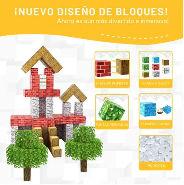 Cubos Magnéticos Minecraft - 100 Piezas