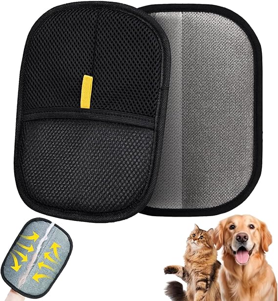 Guantes depiladores de mascotas 2PCS, guantes electrostáticos para depilación de mascotas, reutilizables de doble cara, aptos para gatos y perros que desengan pelo, baños, aseo, sofá, muebles, moqueta, ropa, asiento de coche