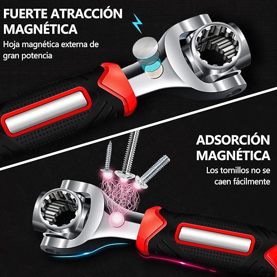 Llave Multifuncional 52 en 1, Llave Universal con Cabezal Giratorio de 360 Grados, Adecuada para Reparación de Automóviles en el Hogar